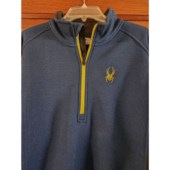 SPYDER Outbound Stryke 1/4 Zip Pullover Sweater Mens Size XXL Blue Lime - Picture 3 of 9